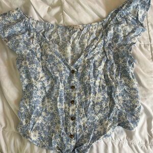 Light blue tie crop top